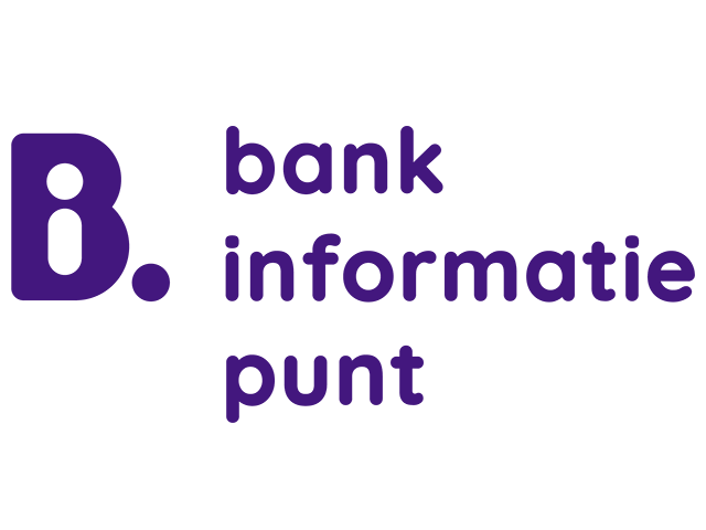 Logo Bankinformatiepunt bestaande uit een stilistische hoofletter B met daarin de letter i en over 3 regels de tekst Bank informatie punt.